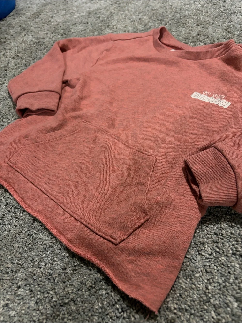 Old Navy Kids Rose Dusty Pink Pullover Sweatshirt with 'To The Beach' Accent